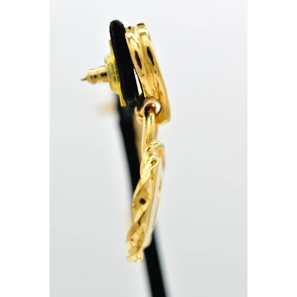 Givenchy Vintage Heart Lock Earrings Gold Tone Dangle Chunky Signed 1980s BinBK